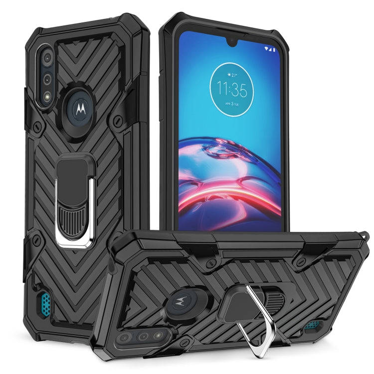 For Motorola Moto E6s (2020) Cool Armor PC + TPU Shockproof Case with 360 Degree Rotation Ring Holder