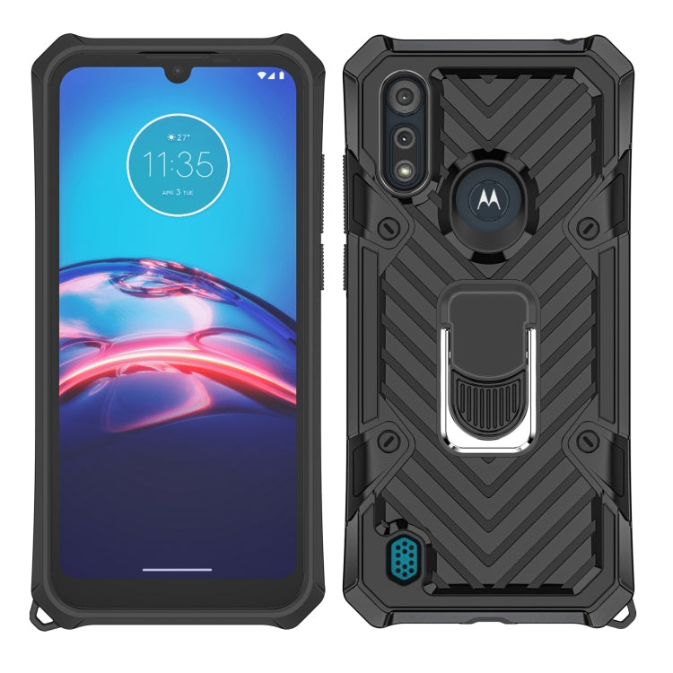 For Motorola Moto E6s (2020) Cool Armor PC + TPU Shockproof Case with 360 Degree Rotation Ring Holder