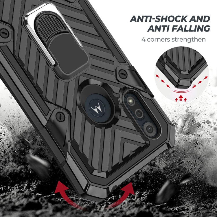 For Motorola Moto E6s (2020) Cool Armor PC + TPU Shockproof Case with 360 Degree Rotation Ring Holder