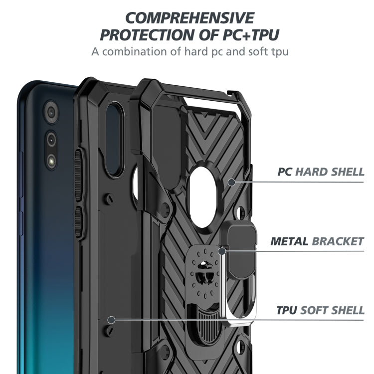 For Motorola Moto E6s (2020) Cool Armor PC + TPU Shockproof Case with 360 Degree Rotation Ring Holder
