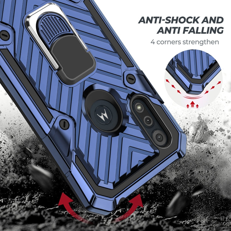 For Motorola Moto E6s (2020) Cool Armor PC + TPU Shockproof Case with 360 Degree Rotation Ring Holder