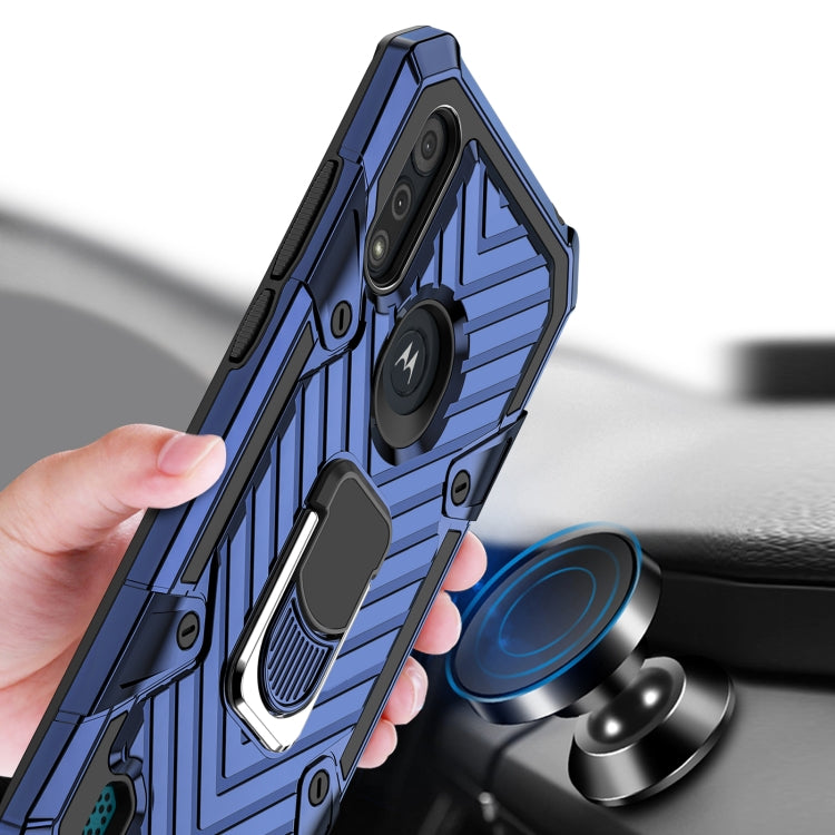For Motorola Moto E6s (2020) Cool Armor PC + TPU Shockproof Case with 360 Degree Rotation Ring Holder