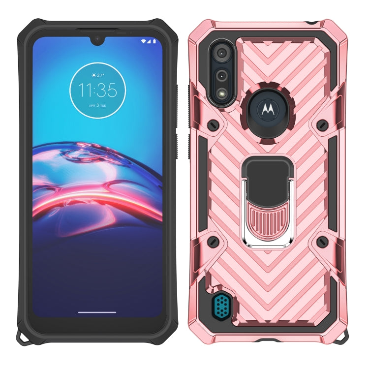 For Motorola Moto E6s (2020) Cool Armor PC + TPU Shockproof Case with 360 Degree Rotation Ring Holder