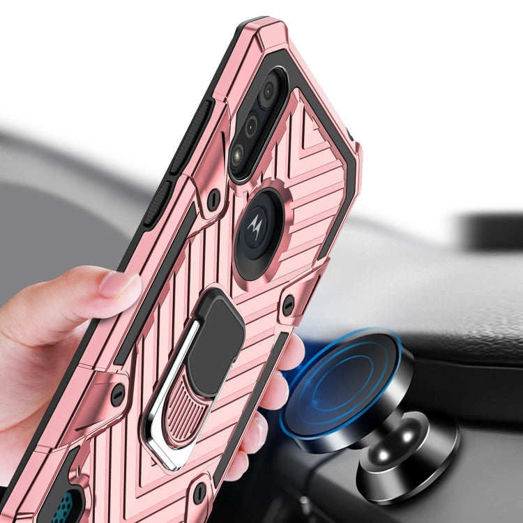 For Motorola Moto E6s (2020) Cool Armor PC + TPU Shockproof Case with 360 Degree Rotation Ring Holder