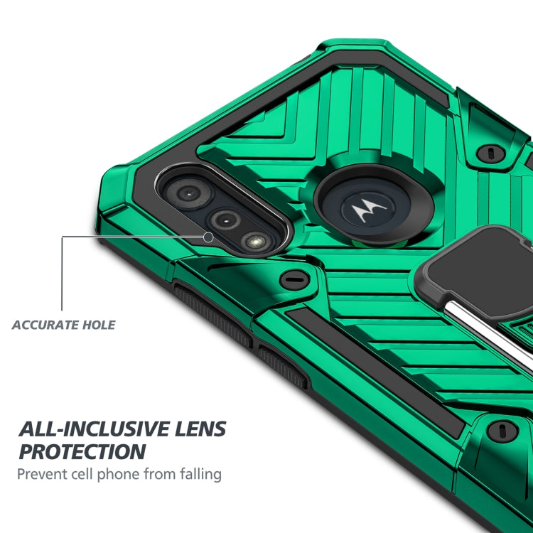 For Motorola Moto E6s (2020) Cool Armor PC + TPU Shockproof Case with 360 Degree Rotation Ring Holder