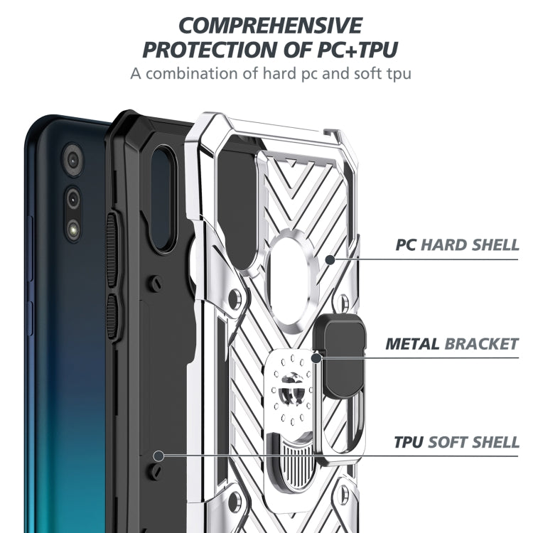 For Motorola Moto E6s (2020) Cool Armor PC + TPU Shockproof Case with 360 Degree Rotation Ring Holder