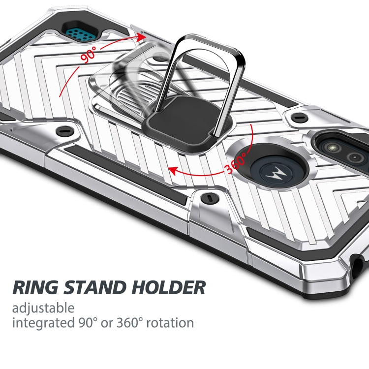 For Motorola Moto E6s (2020) Cool Armor PC + TPU Shockproof Case with 360 Degree Rotation Ring Holder