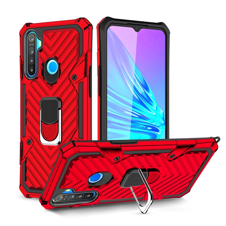 For OPPO Realme 5 Cool Armor PC + TPU Shockproof Case with 360 Degree Rotation Ring Holder