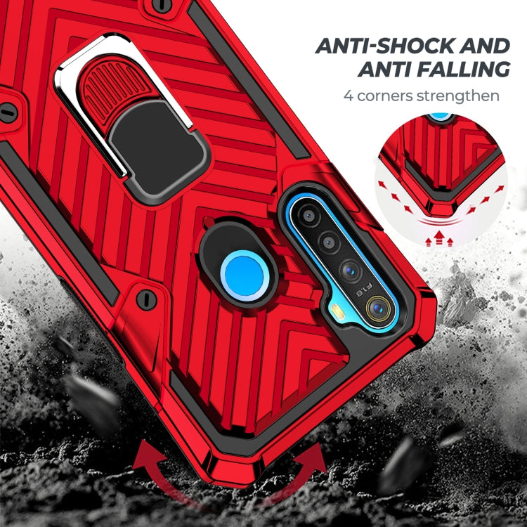 For OPPO Realme 5 Cool Armor PC + TPU Shockproof Case with 360 Degree Rotation Ring Holder