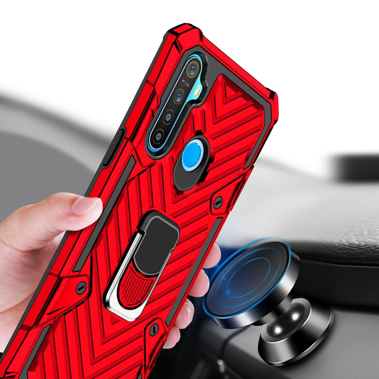 For OPPO Realme 5 Cool Armor PC + TPU Shockproof Case with 360 Degree Rotation Ring Holder