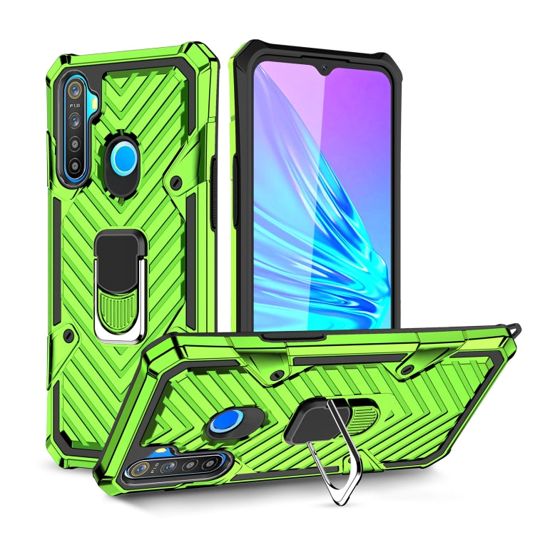 For OPPO Realme 5 Cool Armor PC + TPU Shockproof Case with 360 Degree Rotation Ring Holder