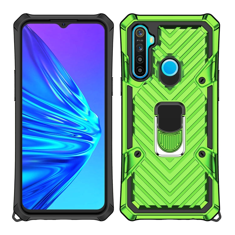 For OPPO Realme 5 Cool Armor PC + TPU Shockproof Case with 360 Degree Rotation Ring Holder