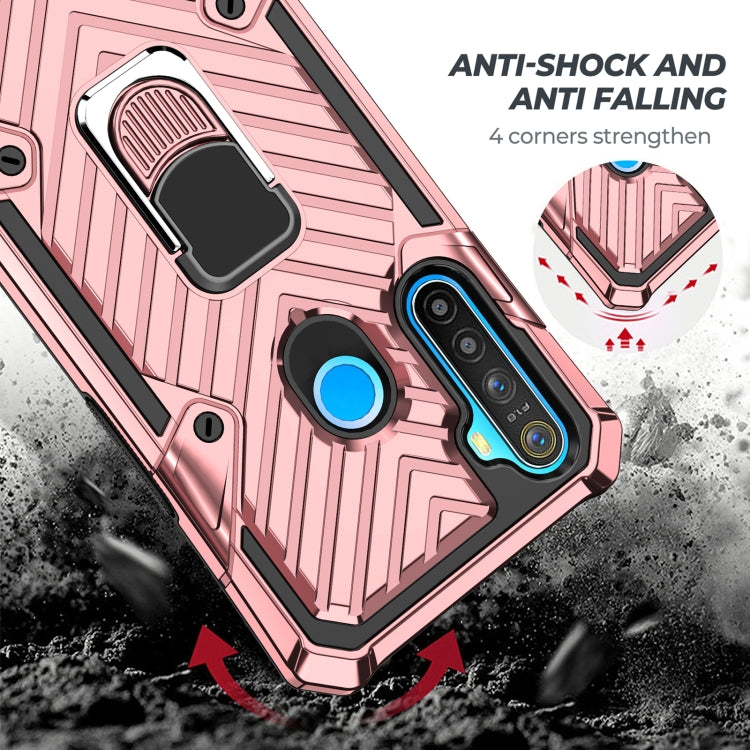 For OPPO Realme 5 Cool Armor PC + TPU Shockproof Case with 360 Degree Rotation Ring Holder