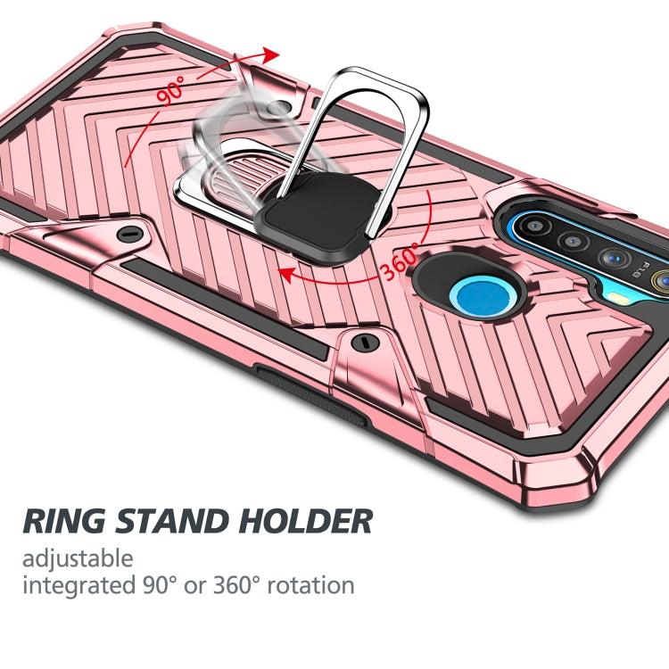 For OPPO Realme 5 Cool Armor PC + TPU Shockproof Case with 360 Degree Rotation Ring Holder
