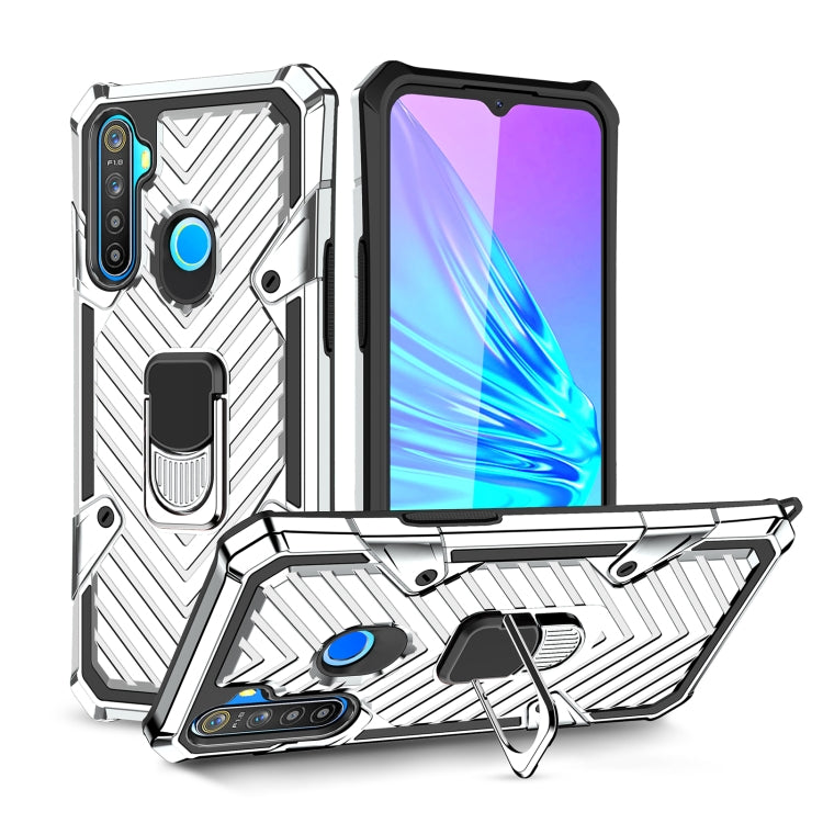 For OPPO Realme 5 Cool Armor PC + TPU Shockproof Case with 360 Degree Rotation Ring Holder