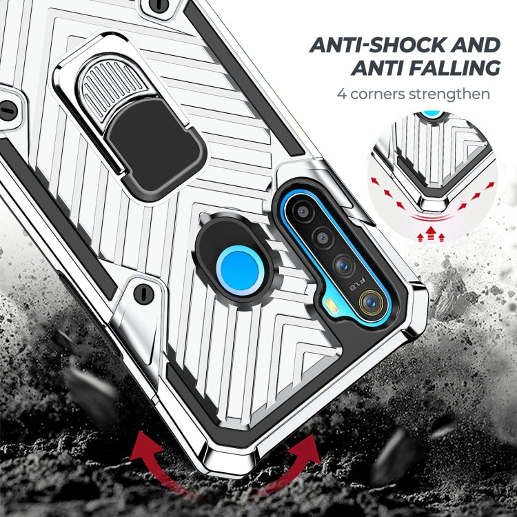 For OPPO Realme 5 Cool Armor PC + TPU Shockproof Case with 360 Degree Rotation Ring Holder