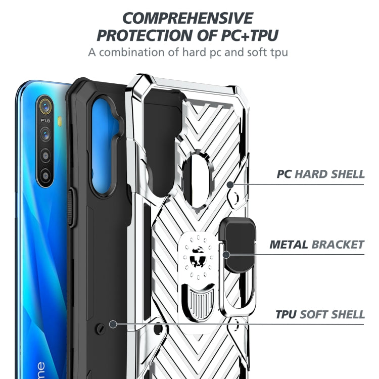 For OPPO Realme 5 Cool Armor PC + TPU Shockproof Case with 360 Degree Rotation Ring Holder