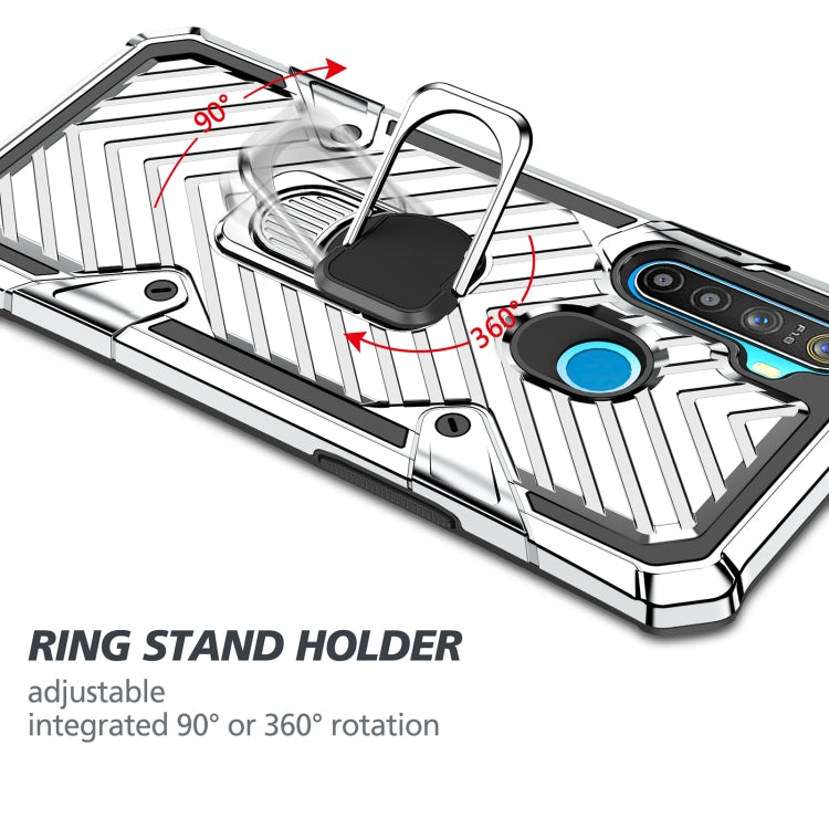 For OPPO Realme 5 Cool Armor PC + TPU Shockproof Case with 360 Degree Rotation Ring Holder