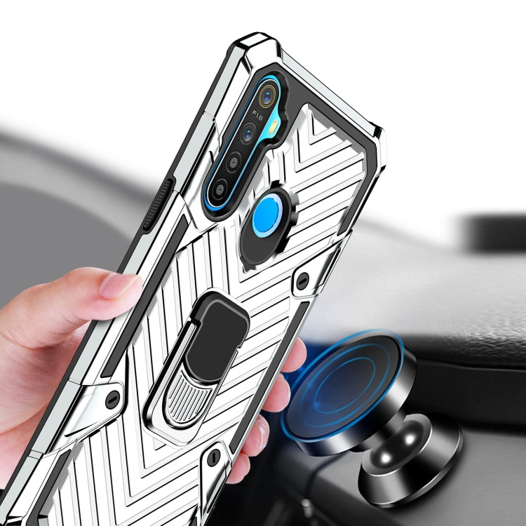 For OPPO Realme 5 Cool Armor PC + TPU Shockproof Case with 360 Degree Rotation Ring Holder
