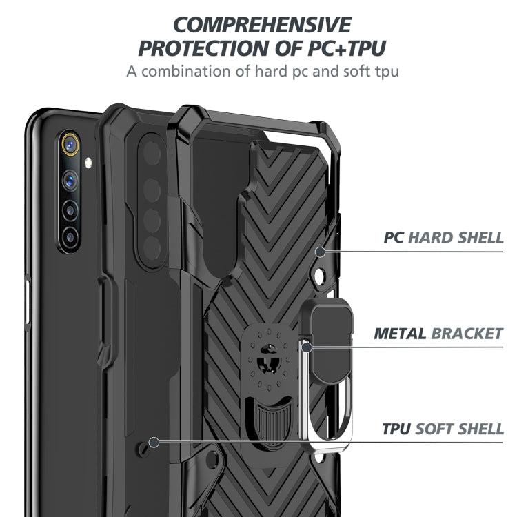 For OPPO Realme 6 Cool Armor PC + TPU Shockproof Case with 360 Degree Rotation Ring Holder