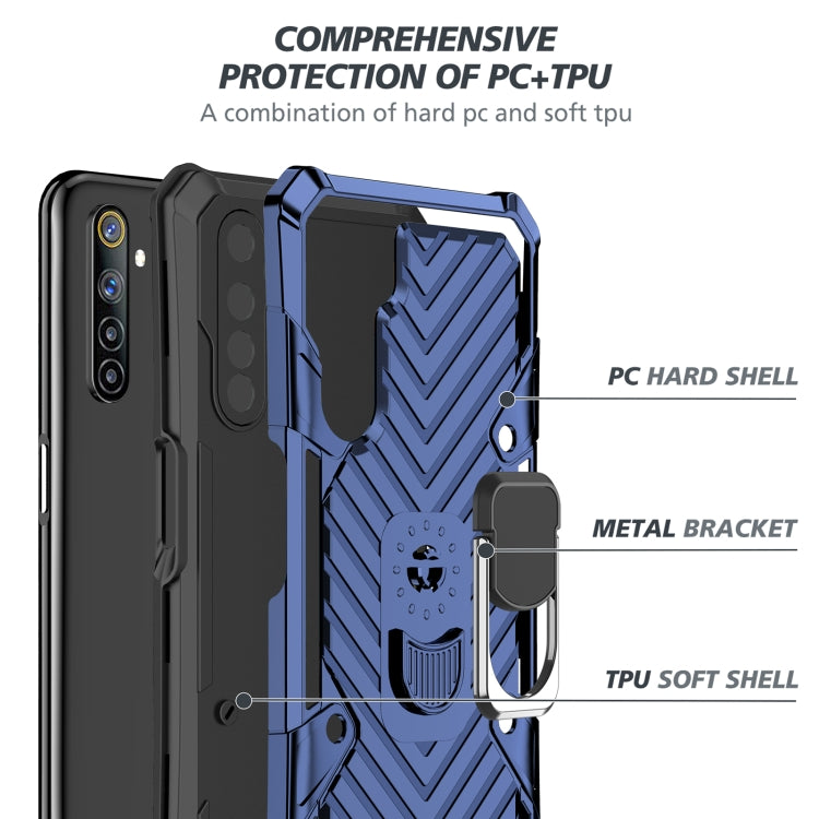 For OPPO Realme 6 Cool Armor PC + TPU Shockproof Case with 360 Degree Rotation Ring Holder