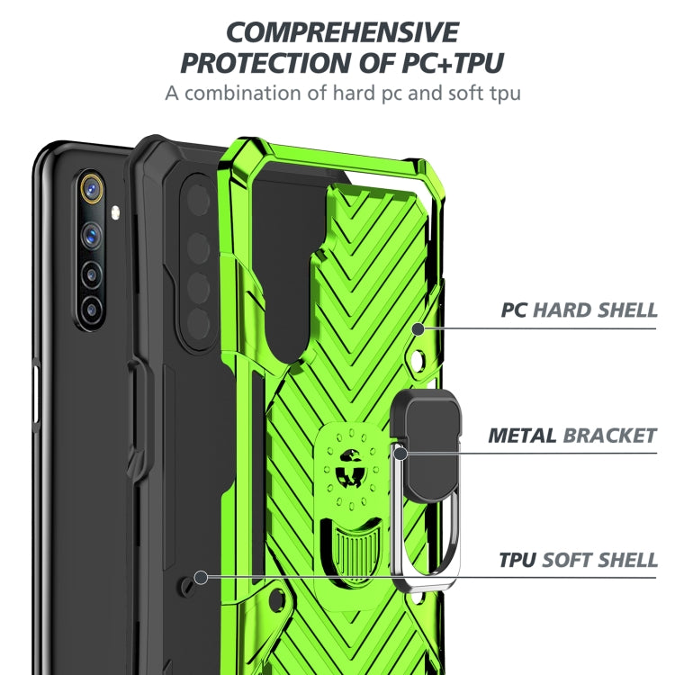 For OPPO Realme 6 Cool Armor PC + TPU Shockproof Case with 360 Degree Rotation Ring Holder