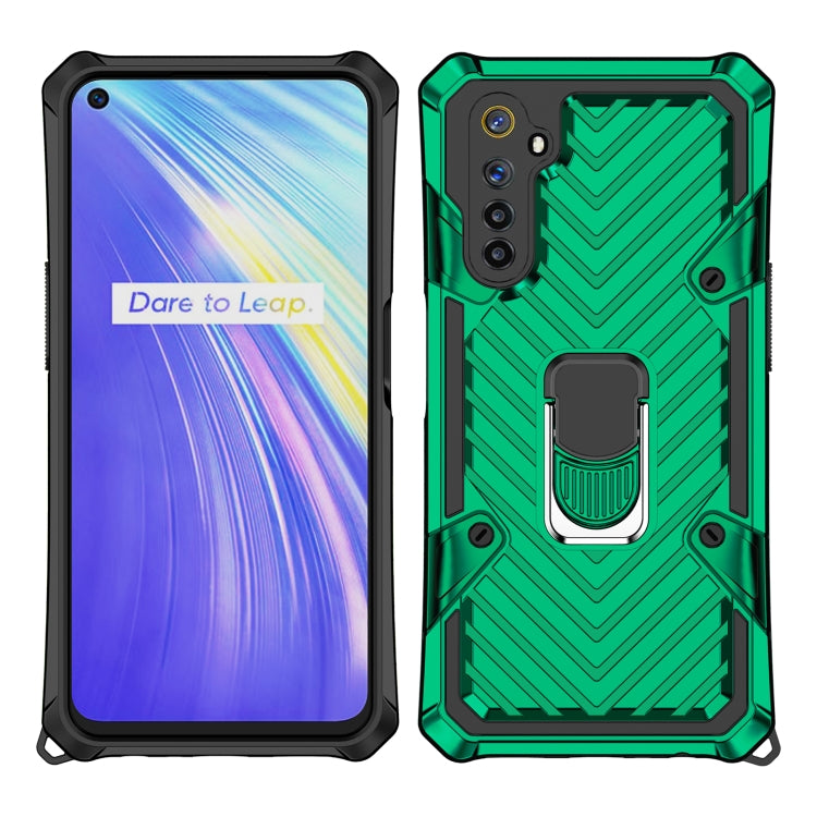 For OPPO Realme 6 Cool Armor PC + TPU Shockproof Case with 360 Degree Rotation Ring Holder