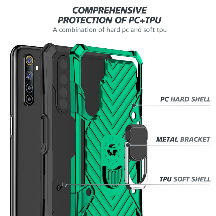 For OPPO Realme 6 Cool Armor PC + TPU Shockproof Case with 360 Degree Rotation Ring Holder