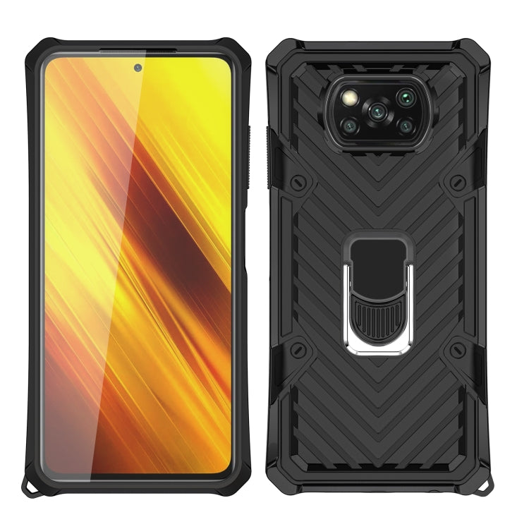 For Xiaomi Poco X3 NFC Cool Armor PC + TPU Shockproof Case with 360 Degree Rotation Ring Holder