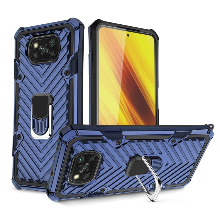 For Xiaomi Poco X3 NFC Cool Armor PC + TPU Shockproof Case with 360 Degree Rotation Ring Holder