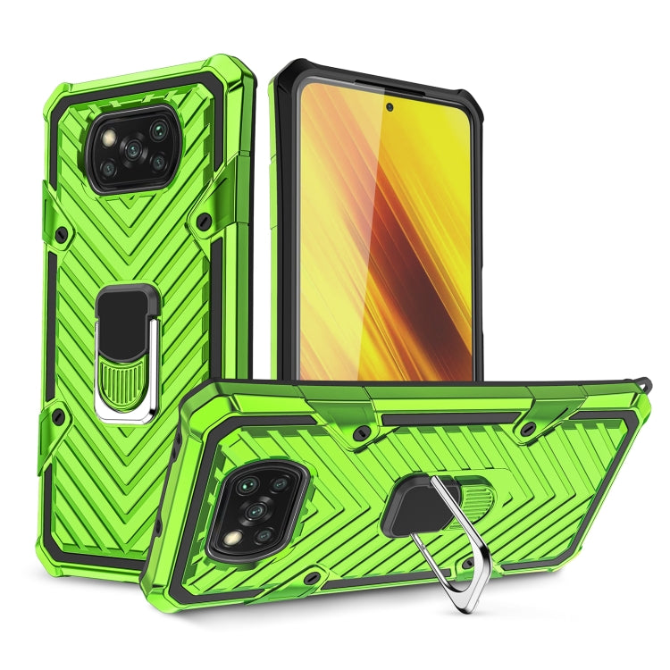 For Xiaomi Poco X3 NFC Cool Armor PC + TPU Shockproof Case with 360 Degree Rotation Ring Holder