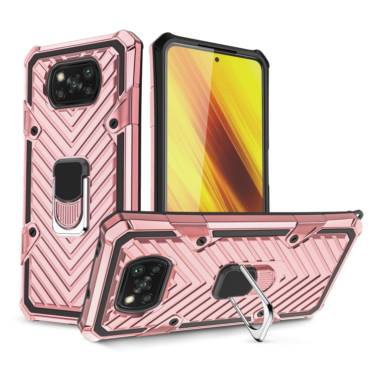 For Xiaomi Poco X3 NFC Cool Armor PC + TPU Shockproof Case with 360 Degree Rotation Ring Holder