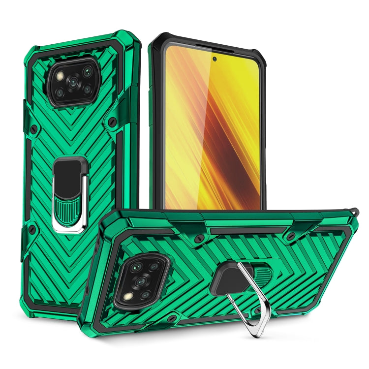 For Xiaomi Poco X3 NFC Cool Armor PC + TPU Shockproof Case with 360 Degree Rotation Ring Holder