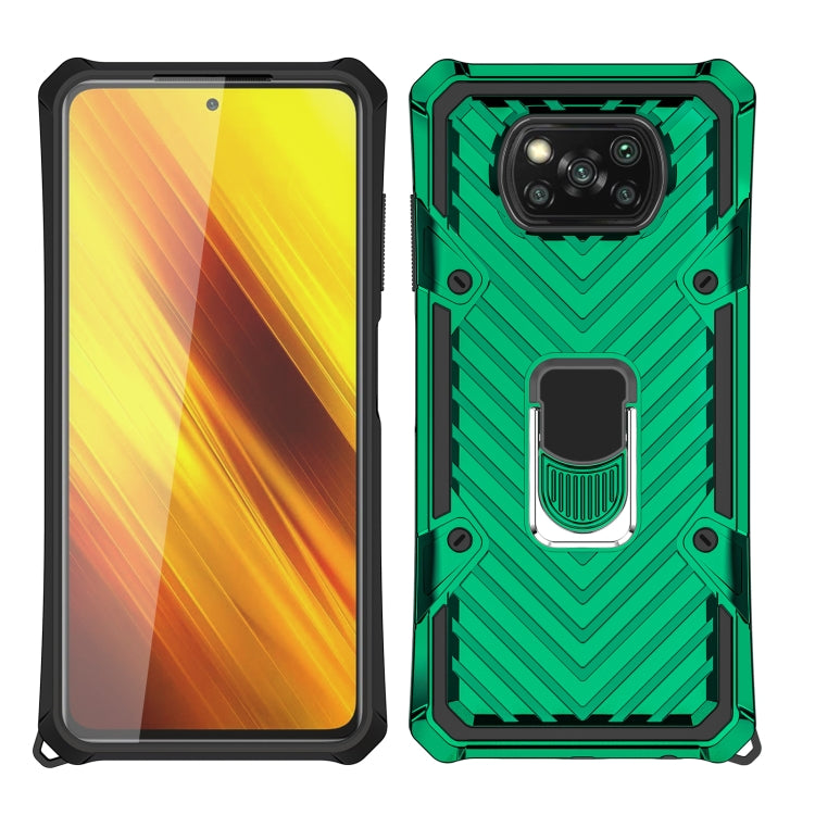 For Xiaomi Poco X3 NFC Cool Armor PC + TPU Shockproof Case with 360 Degree Rotation Ring Holder