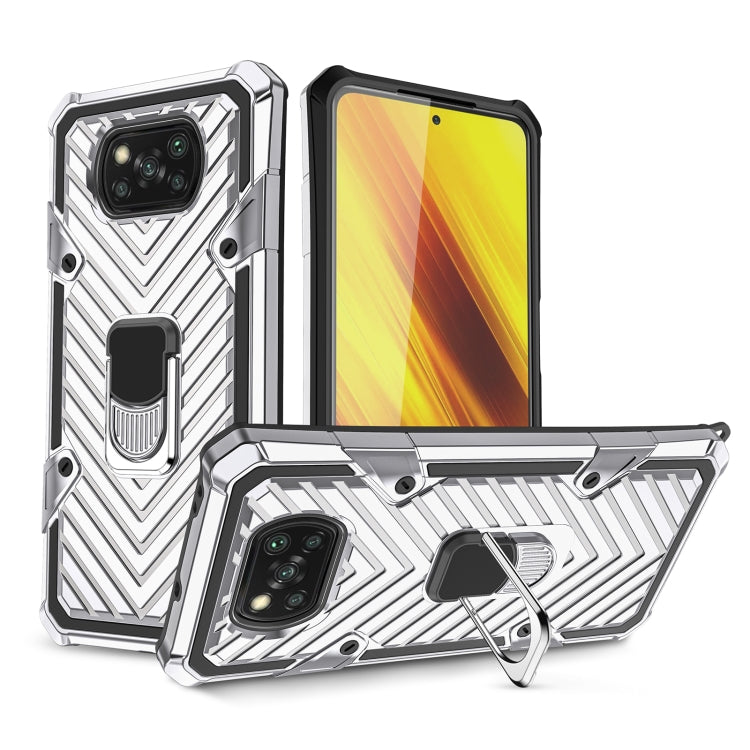For Xiaomi Poco X3 NFC Cool Armor PC + TPU Shockproof Case with 360 Degree Rotation Ring Holder