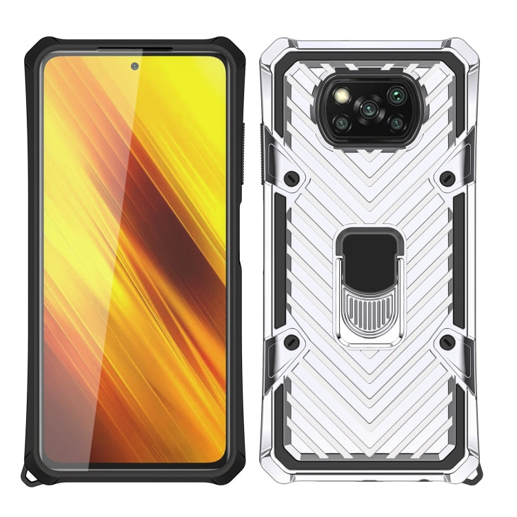 For Xiaomi Poco X3 NFC Cool Armor PC + TPU Shockproof Case with 360 Degree Rotation Ring Holder