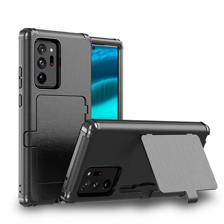 For Samsung Galaxy Note20 Dustproof Pressure-proof Shockproof PC + TPU Case with Card Slot & Mirror