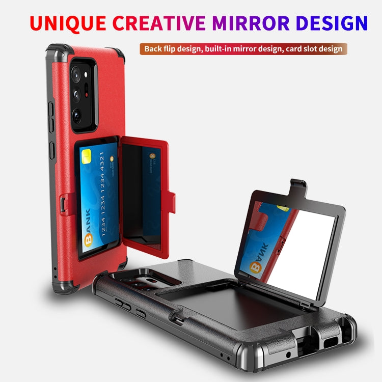 For Samsung Galaxy Note20 Dustproof Pressure-proof Shockproof PC + TPU Case with Card Slot & Mirror
