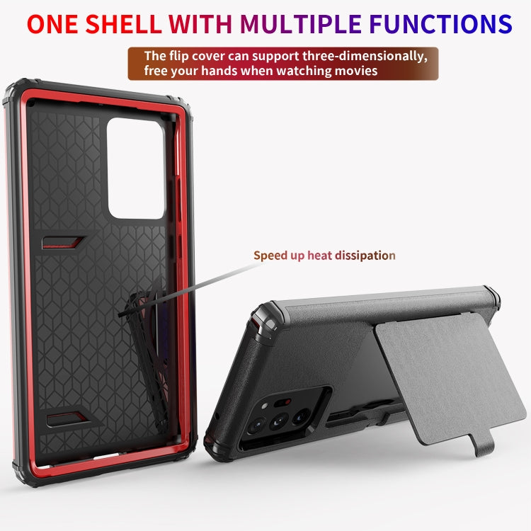 For Samsung Galaxy Note20 Dustproof Pressure-proof Shockproof PC + TPU Case with Card Slot & Mirror