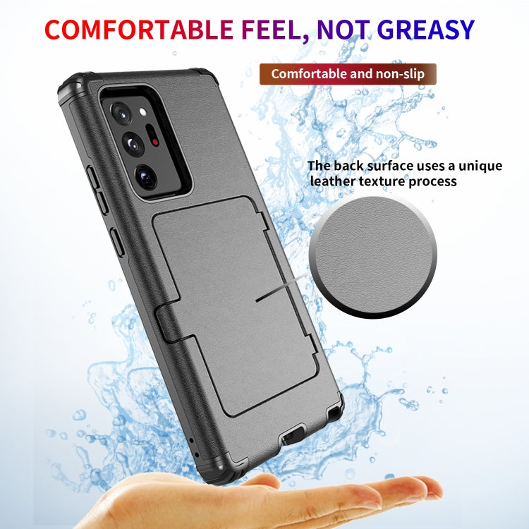 For Samsung Galaxy Note20 Dustproof Pressure-proof Shockproof PC + TPU Case with Card Slot & Mirror