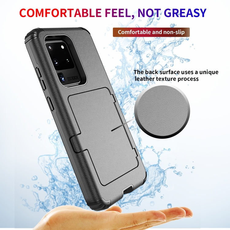 For Samsung Galaxy S20 Dustproof Pressure-proof Shockproof PC + TPU Case with Card Slot & Mirror