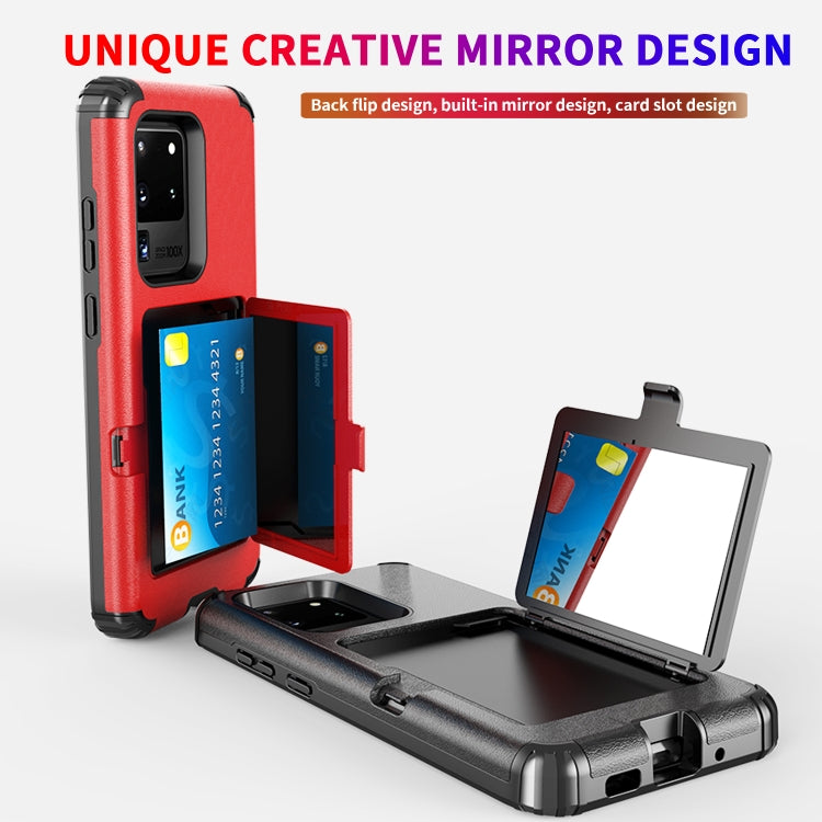 For Samsung Galaxy S20+ Dustproof Pressure-proof Shockproof PC + TPU Case with Card Slot & Mirror