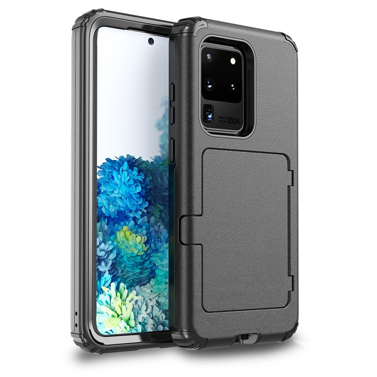 For Samsung Galaxy S20 Ultra Dustproof Pressure-proof Shockproof PC + TPU Case with Card Slot & Mirror