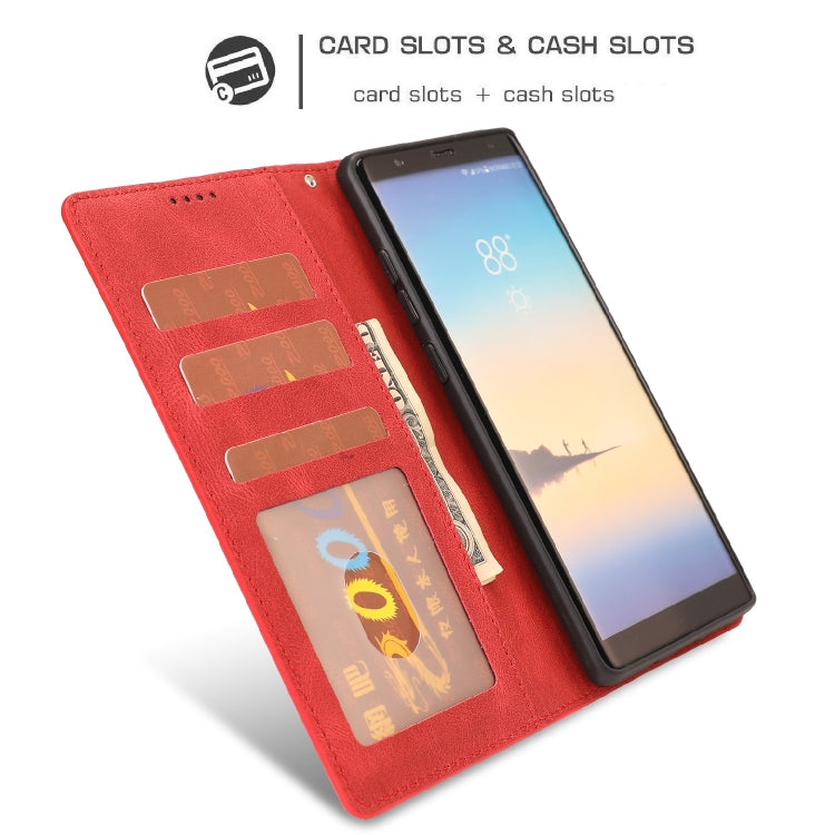 For Samsung Galaxy Note 8 Fantasy Classic Skin-feel Calfskin Texture Magnetic Buckle Horizontal Flip PU Leather Case with Holder & Card Slot & Wallet