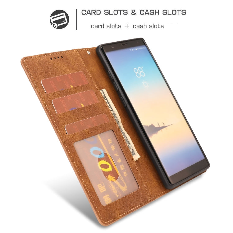 For Samsung Galaxy Note 8 Fantasy Classic Skin-feel Calfskin Texture Magnetic Buckle Horizontal Flip PU Leather Case with Holder & Card Slot & Wallet