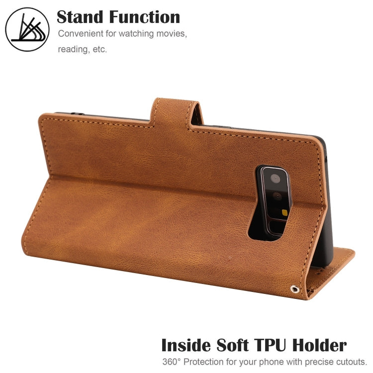 For Samsung Galaxy Note 8 Fantasy Classic Skin-feel Calfskin Texture Magnetic Buckle Horizontal Flip PU Leather Case with Holder & Card Slot & Wallet