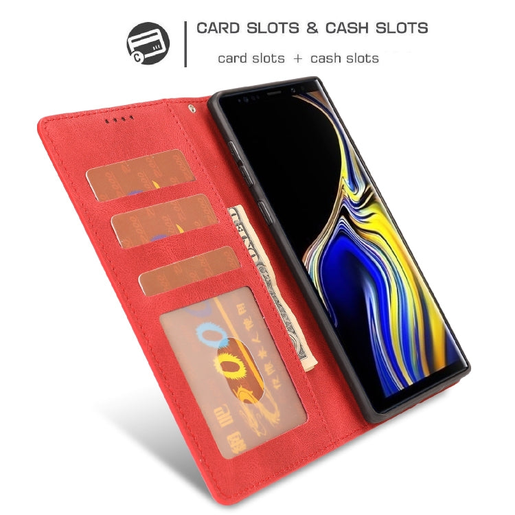 For Samsung Galaxy Note9 Fantasy Classic Skin-feel Calfskin Texture Magnetic Buckle Horizontal Flip PU Leather Case with Holder & Card Slot & Wallet