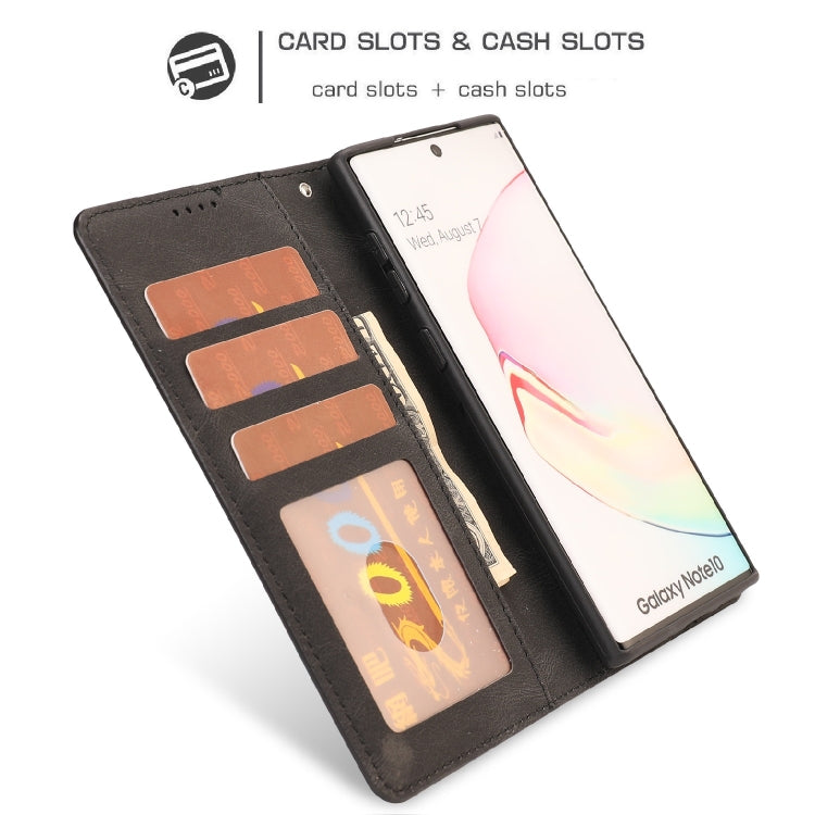 For Samsung Galaxy Note10 Fantasy Classic Skin-feel Calfskin Texture Magnetic Buckle Horizontal Flip PU Leather Case with Holder & Card Slot & Wallet
