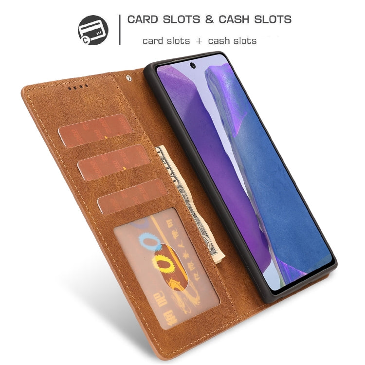 For Samsung Galaxy Note20 Fantasy Classic Skin-feel Calfskin Texture Magnetic Buckle Horizontal Flip PU Leather Case with Holder & Card Slot & Wallet