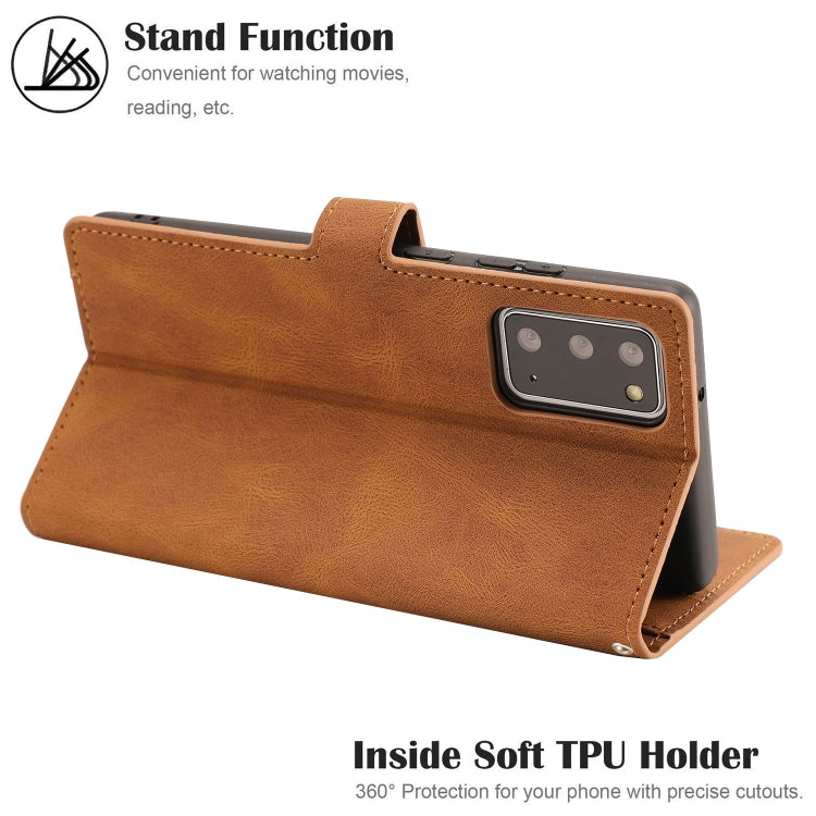For Samsung Galaxy Note20 Fantasy Classic Skin-feel Calfskin Texture Magnetic Buckle Horizontal Flip PU Leather Case with Holder & Card Slot & Wallet